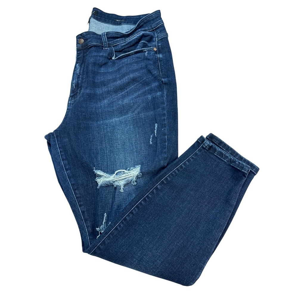Judy Blue Skinny Jeans Womens 22W Dark Wash Excellent Distressed Ripped Denim
